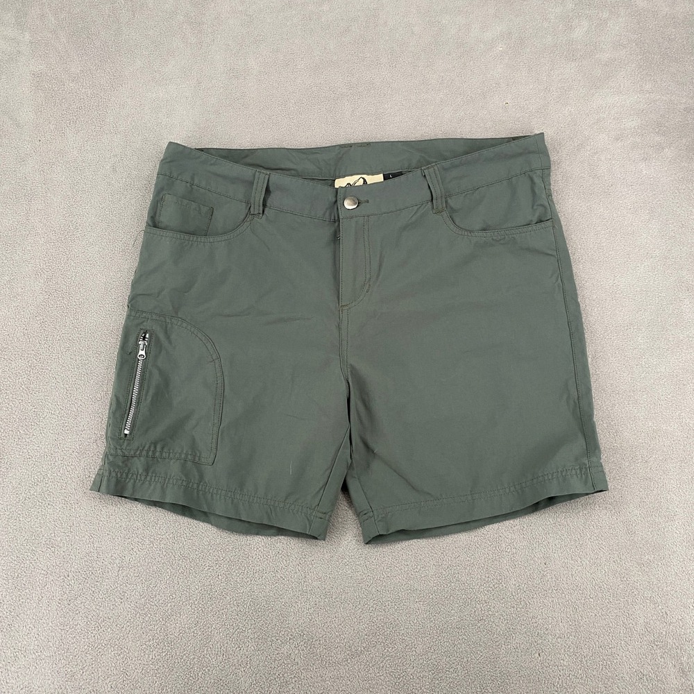 American Outback Womens Hiking Shorts Green Nylon Stretch Cargo Size L 7059